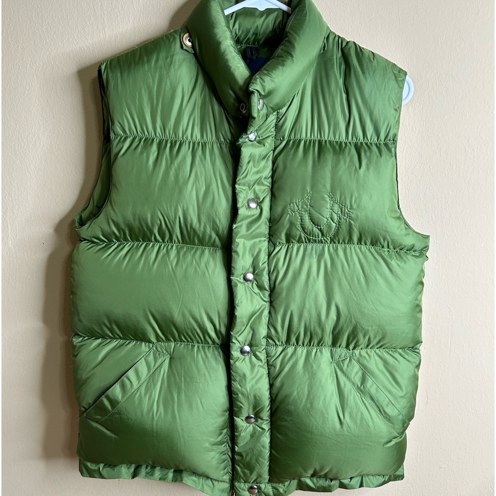 True Religion Green Puffer Vest Size Small